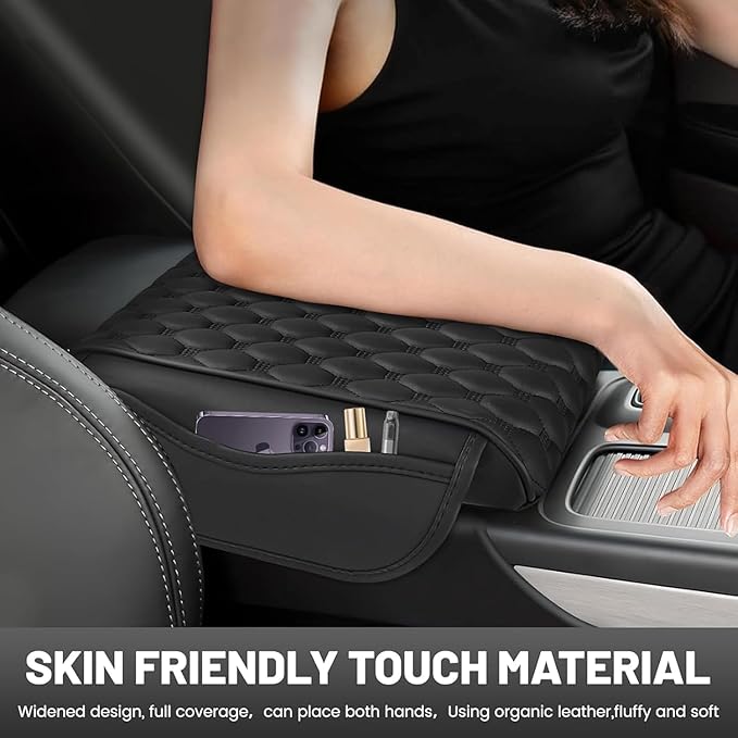 Car Center Console Cover for Lincoln Nautilus 2019-2022, PU Leather Auto Center Console Pad Car Armrest Cushion Car Interior Accessories,Black