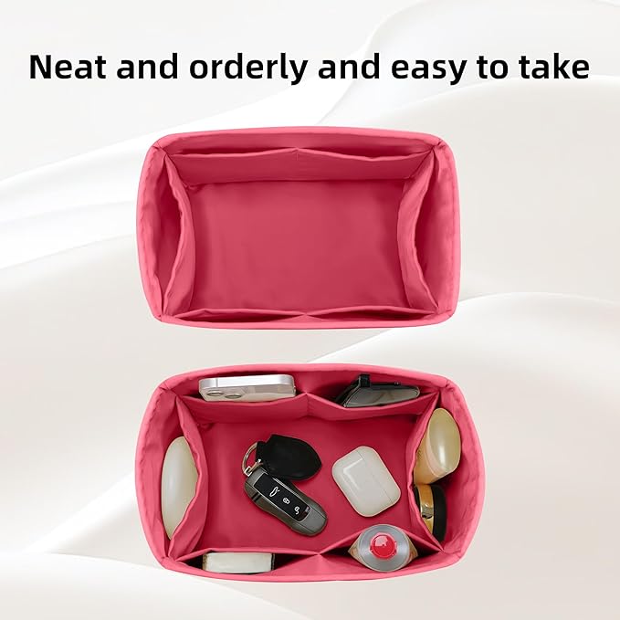 DGAZ Silk Purse Organizer Insert Fits LV Speedy 16/20/25/30/35/40/45 bags，Silky Smooth Bag Organizer，Luxury Handbag & Tote Shaper(Rose lipstick,SP25)