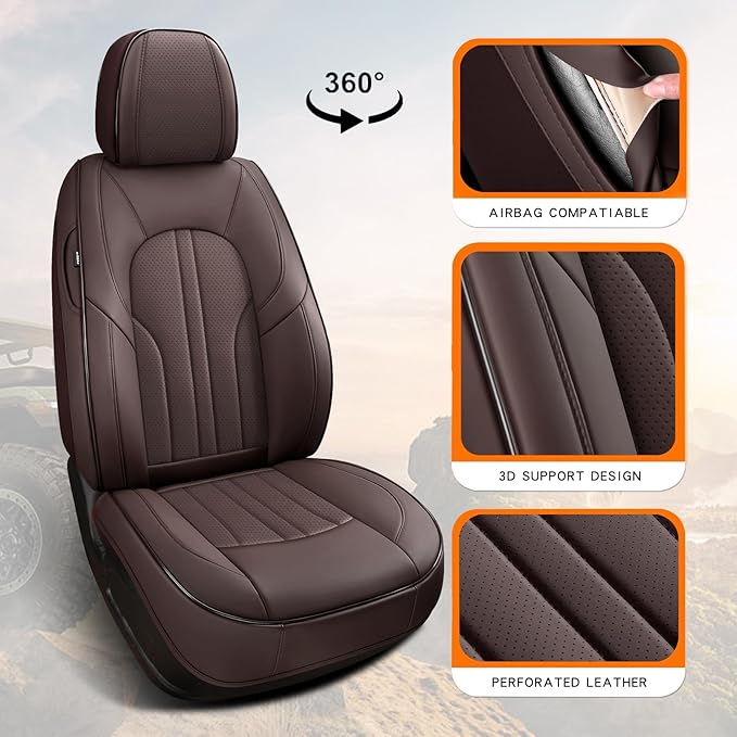 Car Seat Covers,Car Seat Protector Waterproof,Seat Covers Full Set, Car Seat Protectors,Automotive Seat Covers Fit for Most Cars Brown