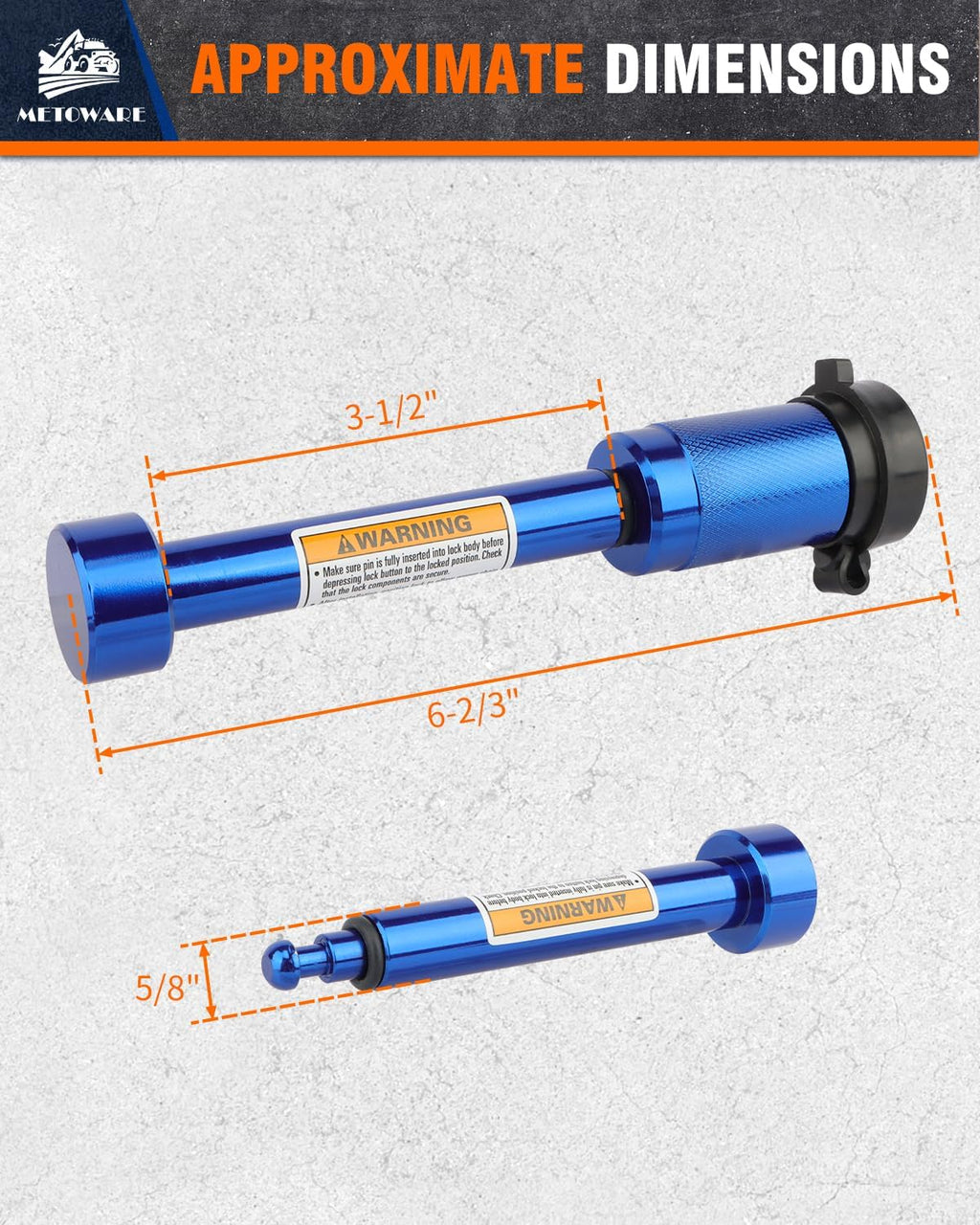 METOWARE Trailer Hitch Lock, Tailer Receiver Lock Fits Class III/IV, 2", 2-1/2" Hitch Receiver with 5/8" Dia Pin and 8 Rattle Rubber O-Rings, for Trailer, Truck, Car, Boat (Blue)