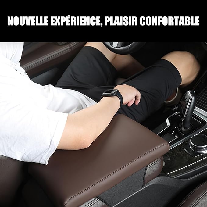 Car Armrest Cover Pad for Audi Q3 F3 2018 2019 2020 2021 2022 2023 2024 2025 Premium Leather Center Console Armrest Cushion Pad Anti-Scratch Waterproof Auto Interior Accessories Orange Style