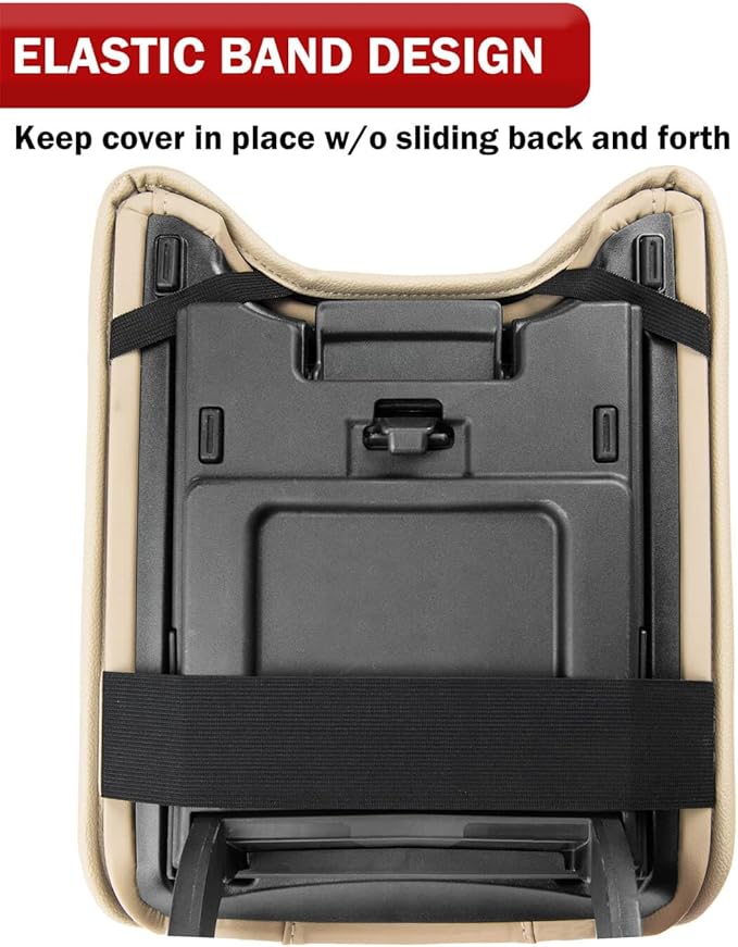 KBH Center Console Armrest Cover Pad for 2019-2024 Acura RDX, Middle Console Lid Cushion Protector, Car Arm Rest Box Pad, Vinyl Leather, Anti-Scratch, Beige