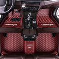 MELKEN Custom Fit Leather Car Floor Mats for 95% of Cars Full Coverage Floor Liners Car Mats (Wine Red)