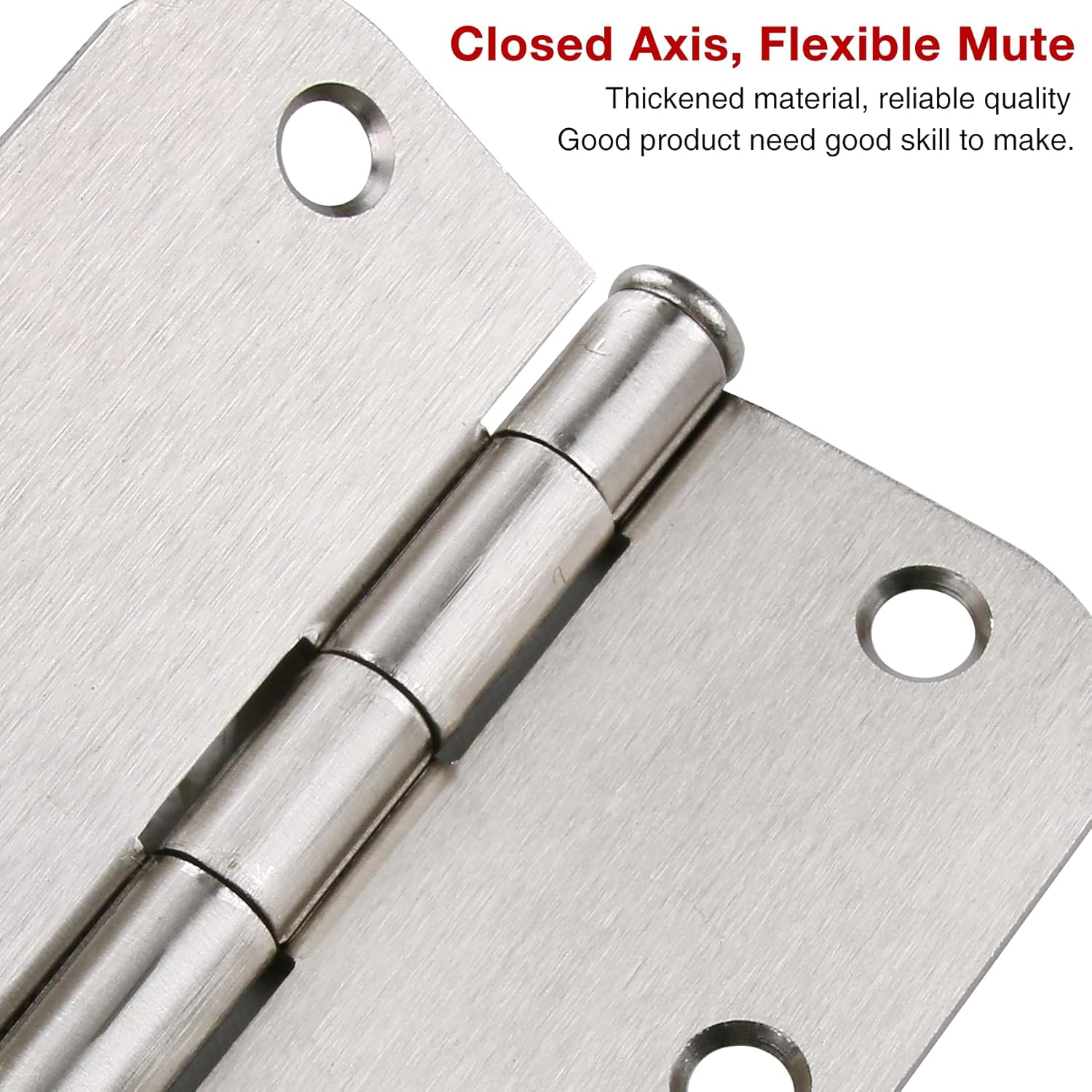 100 Pack Interior Door Hinges Brushed Nickel 3.5 inch x 3 1/2" 5/8" Round Residential Bi-fold Bedroom Standard Hinge for Wood Single/Double Bedroom Doors Silver House Hardware Kit Controls 3 ½"