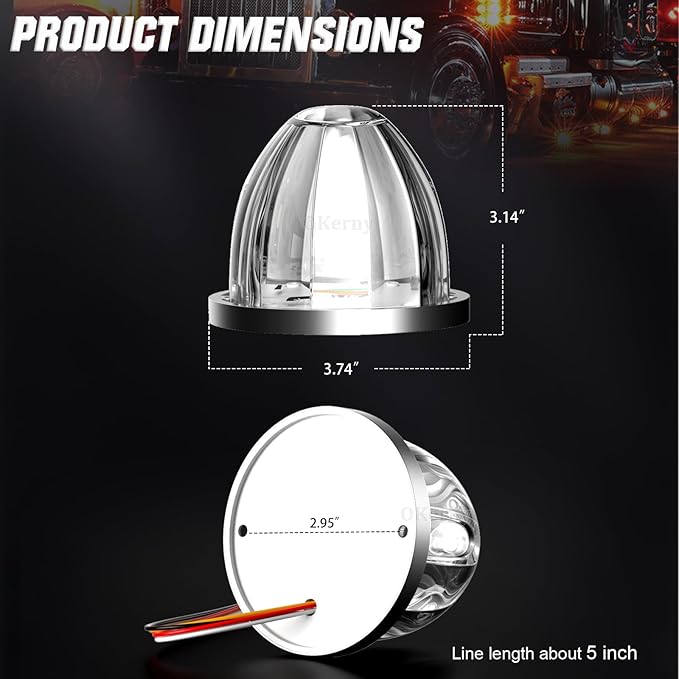 4-Pack Dual Color Watermelon Lights with Strobe & Steady Lighting Clear Lens Red/Amber LED Side Marker Turn Signal Lights for Truck Trailer RV Off-Road Vehicle