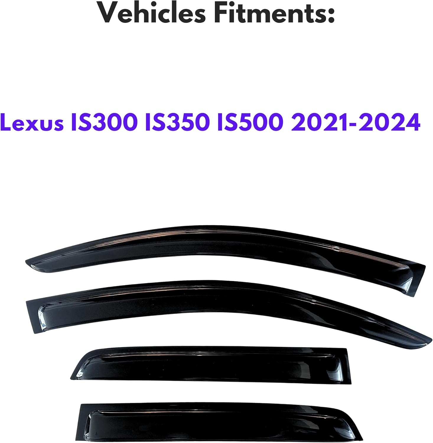 KPY Window Visor Compatible with Lexus IS300 IS350 IS500 2021-2023, 4PC Rain Guard Side Window Vent Deflectors Tape-On Style, 2021 2022 2023