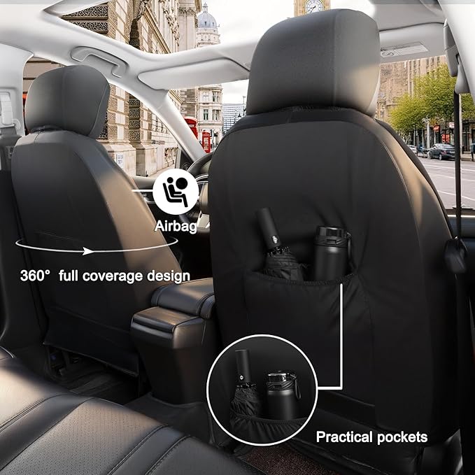 GIANT PANDA Front Seat Covers for Subaru Outback Forester Crosstrek Legacy Impreza, Faux Leather Bucket Seat Cover Fit Subaru Seat Protectors (Black & Gray) 2-Pack