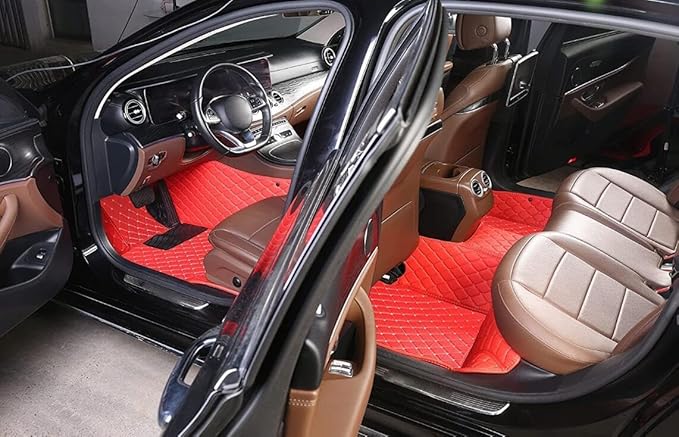 Custome Car Mats Accessories All Weather Floor mats Compatible with Automotive Floor Mats Passenger car mats (Brown Black)