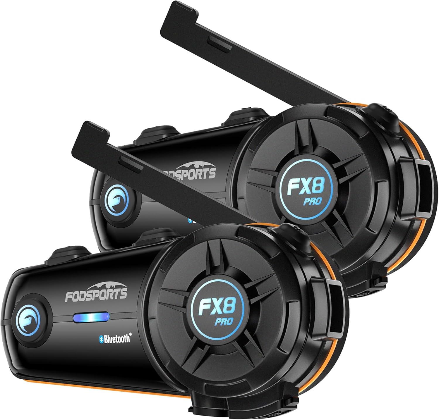 Fodsports FX8 Pro Motorcycle Communication Systems with Customized HRSQS Speakers, Dual-Chip Audio Multitasking, One-Click Fast Pairing, Music Sharing, FM 10 Riders Group Intercom, 2 Pack