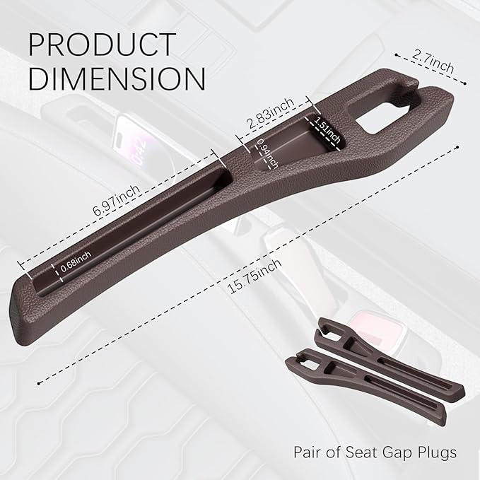 2PCS Car Seat Gap Filler Organizer,2 in 1 Car Gap Filler with Fill and Storage Function for Storing Phones Keys Cards,Universal Multifunctional No Drop Seat Guard for Cars (Brown)
