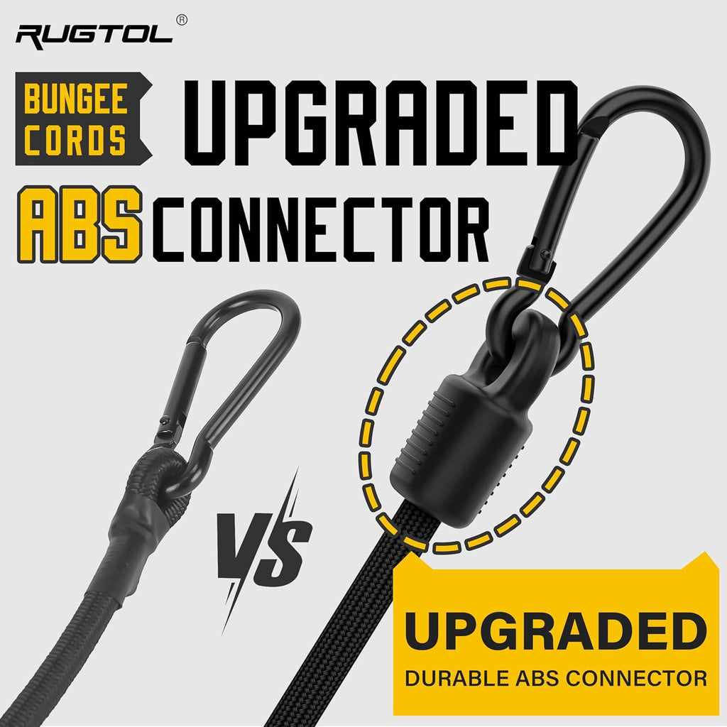Bungee Cords with Hooks, 60 Inch Adjustable Elastic Bungee Cords with Carabiner Hooks, Easy to Adjust Bungee Rope UV Resistant for Truck Bed, SUV Trunk, Car, Bike Rack, Trash Can, Moving, Plants