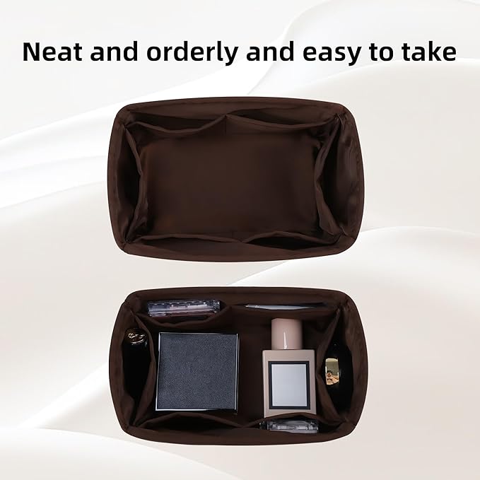 DGAZ Silk Purse Organizer Insert Fits LV Speedy 16/20/25/30/35/40/45 bags，Silky Smooth Bag Organizer，Luxury Handbag & Tote Shaper(Global brown,SP40)