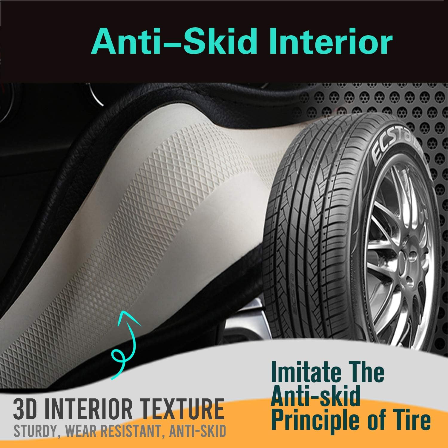 PINCTROT Large Size Steering Wheel Cover Great Grip with 3D Honeycomb Anti-Slip Design, 15.5-15.75 Inch (Blue)