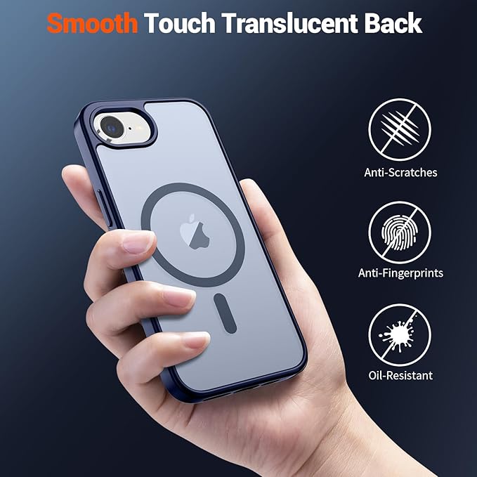SUPFINE Magnetic for iPhone 17e Case/iPhone 16e Case 2025 (Compatible with MagSafe)(Military Grade Drop Protection) Slim Translucent Matte Shockproof with Anti-Fingerprint Phone Case,Navy Blue