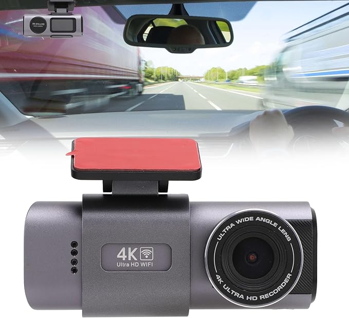 4K Front 1080P Rear Dual Dash Cam G Sensor Parking Mode Loop Recording with APP Control for Car 135° Wide Angle Night Vision Type C Interface