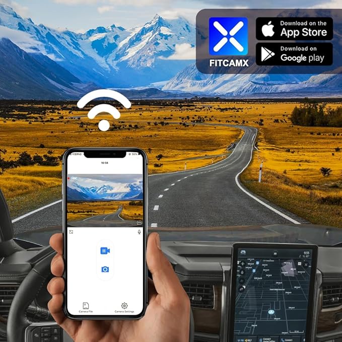 Fitcamx Front 4K+Rear 1080P Dash Cam Adapts for Ford Expedition 2018-2024 XL XLT Limited Platinum King Ranch Max, OEM Look, Built-in WiFi & APP, Dual Loop Recording, G-Sensor, Easy to Set, 128GB Card