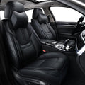Auto Car Seat Covers Accessories Front Seat Leather Cushion Protector Breathable Waterproof Seat Cover for Cars Universal Fit (Black, Front Pair)