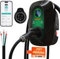 Level 2 EV Charger, 48 Amp 240V Hardwired Fast Charging, Smart WiFi Control, Adjustable Current, Delay Timer, 25ft Cable, J1772 Charger, EV Chargers for Home Level 2, LCD Display, Black