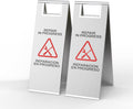 Stainless Steel Repair In Progress Sign Portable Foldable Sign 2-Pack (Silver)