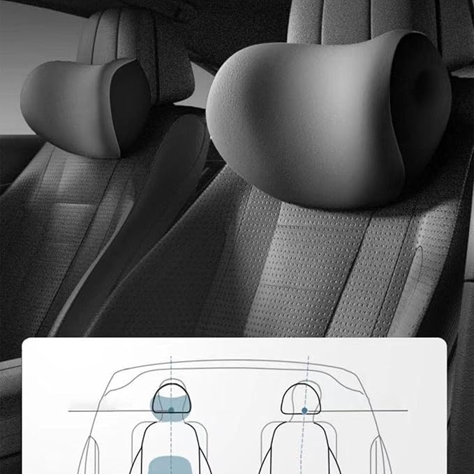 Ergonomic Car Seat Headrest & Lumbar Cushion, Ergonomic Car Seat Headrest Neck Rest Cushion Lumbar Support Pillow (Gray)