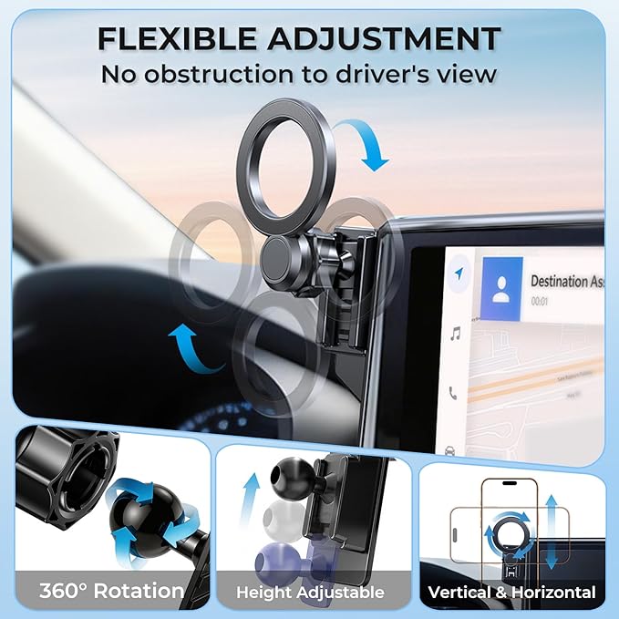 Car Phone Holder for Cadillac Lyriq 2023-2026 & Optiq/CT5/CT5 V 2025-2026 & XT4 2024-2026 (Only for 33-Inch Screen) 360° Rotation Magnetic Cell Phone Mount, Compatible with Magsafe