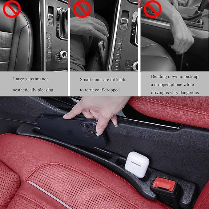 No Drop Seat Guard, Car Seat Gap Filler, Car Gap Filler Organizer, Universal Drop Seat Guards for Car Accessories Interior Prevent Stop Cellphone Wallet Keys Coins and Card from Dropping (black 1)