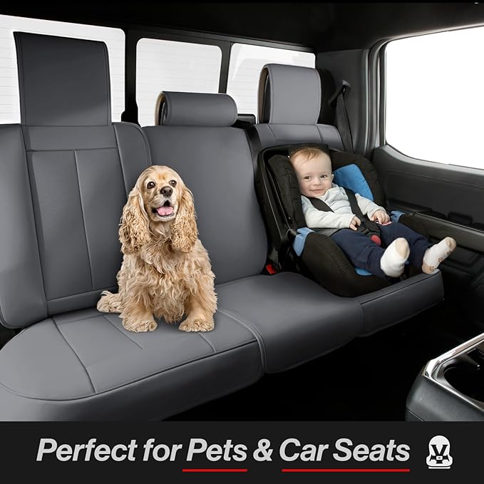 Coverland Custom Fit Car Seat Covers for SUV Compatible with [RAV4, CR‑V, Equinox, Tucson, Rogue, Crosstrek] Premium Waterproof Non-Slip Interior Seat Protector [Full Set Dark Gray - Size Chart X55]