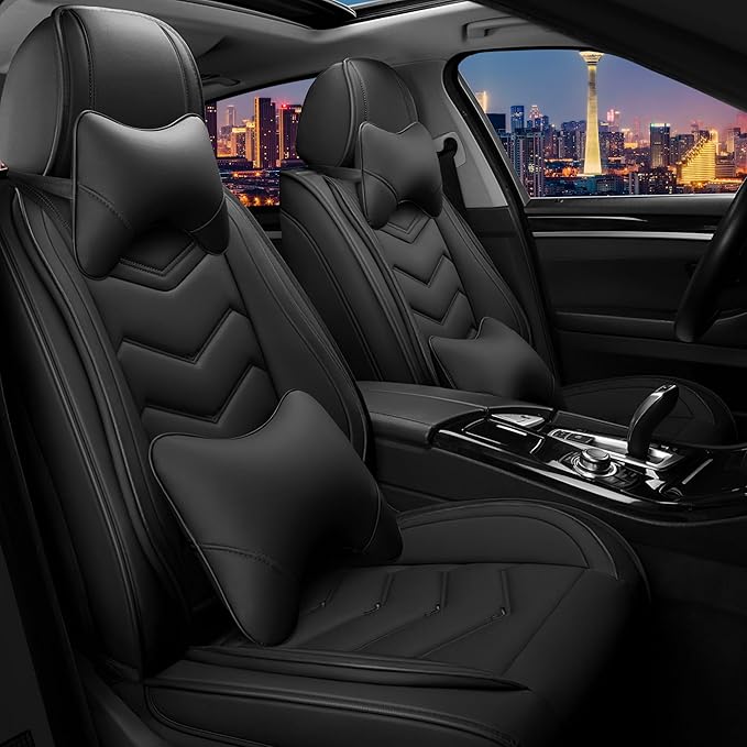 CTDS Car Seat Covers for Chevy Equinox 2005-2026, Stylish Sport Seat Cover, Premium Nappa Leather Car Seat Cover. Automobile Seat Covers Sets.(Luxury 2 Seats/Pure Black)