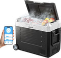VEVOR Car Refrigerator, DC 12/24V AC100-240V Compressor Electric Cooler, -4°F to 68°F Truck Refrigerator with APP Control, Wheels & Dual Zone, 48 QT Cars Cooler for RVs, Boats, Camping, Fishing