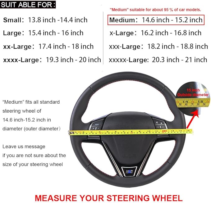 Artificial Leather Wheel Steering Cover Stitch On Wrap with Needle & Thread DIY 15.7 Inch Red and Blue Splice for Pajero Etc