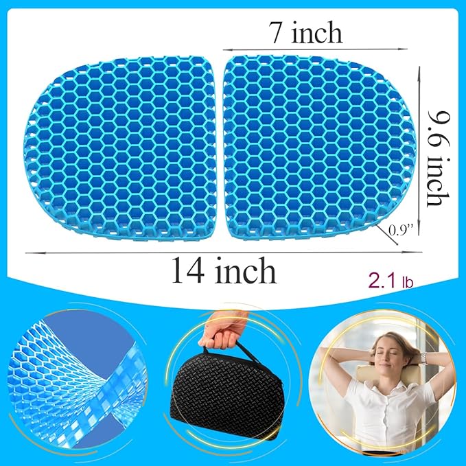 masteymoh Small Foldable Seat Cushion 0.9-Inch Thick, 14 x 9.6 Inches Portable Cooling Gel Seat Cushion for Pressure Relief, Light Seat Cushion for Travel seat Cushion, Foldable for Easier Storage