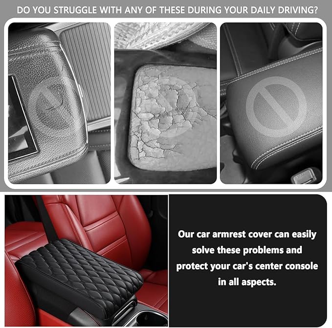 Auto Armrest Cushion Pads for Acura RLX(2013-2017) Accessories Car Centre Console Armrest Pad Durable Material and Easy to Clean-is Waterproof and Anti-Scratch