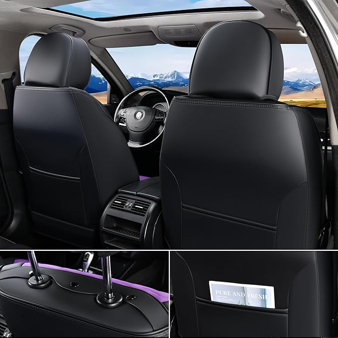 FLORICH Seat Covers for Cars, Waterproof Front Seat Covers, Purple Car Seat Covers 2 Pack, Universal Driver Seat Protector for Most Cars Trucks SUV