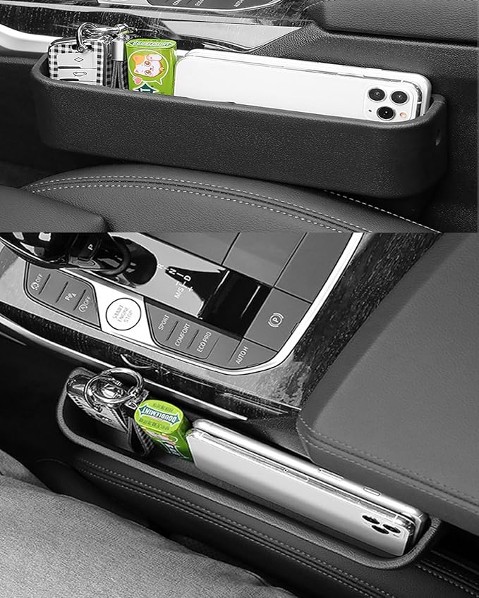 Car Seat Gap Filler Organizer, Seat Side Gap Plug with Storage Avoids Things Falling, Universal Fit Fill the Gap Between Seat and Console, Perfect for Car, SUV, Truck (Beige-1 Pack)