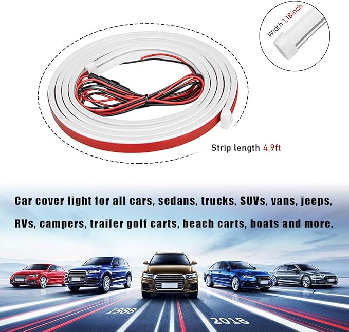 Ohleats 59 Inch Car Hood Light Strip, Exterior Flexible Daytime LED Running Light, Waterproof Auto LED Strip Light with Dynamic Scan Start-up Effect, Car Accessories for SUV Truck (White)