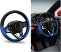 Car Steering Wheel Cover, Universal 15" Anti-Slip Auto Steering Wheel Protector for Men Women, Breathable Odor Free Leather Steering Wheel Car Accessories Fit Most Vehicles (Blue)