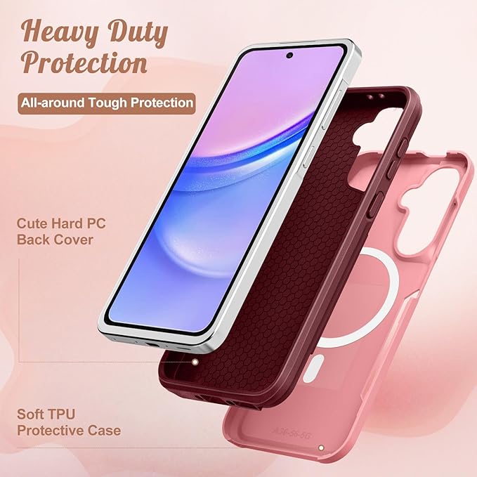 for Samsung Galaxy A36 5G Phone Case - Compatible with MagSafe Women Girls Cute Magnetic Protective Cover Girly Kawaii Unique Heavy Duty Shockproof Design for Samsung A36 5G Cases 6.7"