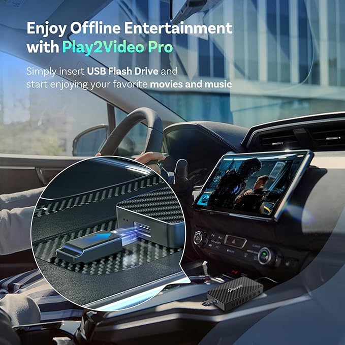 OTTOCAST Play2Video Pro- Wireless CarPlay Android Auto Adapter Built-in 4 Video Apps, Magic CarPlay Car Video AI Box Support Netflix, YouTube, IPTV, Prime Video, Spotify for Wired CarPlay Cars