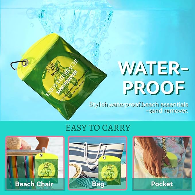 MNZZ 2 Pack Sand Remover Bag Quick Dry for Beach Towel Blanket Chair Shell Umbrella Hat Toy Shovel Tent Canopy Shade Picnic Pool Camping Hiking Travel Essentials Compact Portable Pouch