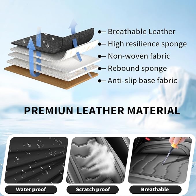 Fit Accord Car Seat Covers Premium Leather for Honda Accord 2012-2025 2026. Waterproof， Breathable, Scratch-Resistant & All-Weather Seat Cushion Protector（Full Set,Black