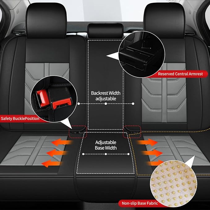 TTX LIGHTING Car Seat Covers fit for VW/Volkswagen Taos 2022-2026 Full Set: Premium Leather Automotive Seat Cover with Airbag Compatible Waterproof (5 Seats, Black & Gray)