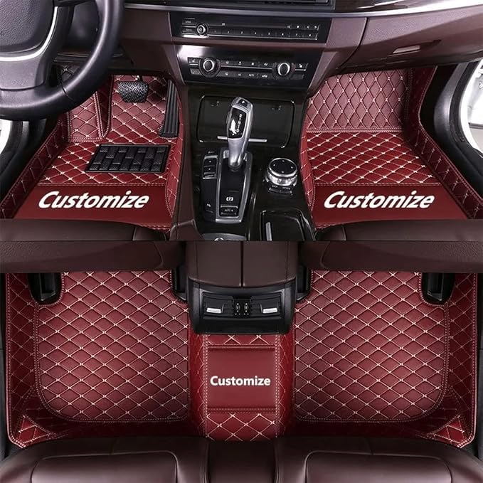 Custom Making Car Floor Mats for 98% Sedan SUV Car Protection Full Coverage Mats Anti-Slip Leather Floor Liners All Weather Car Floor Mats (Wine)