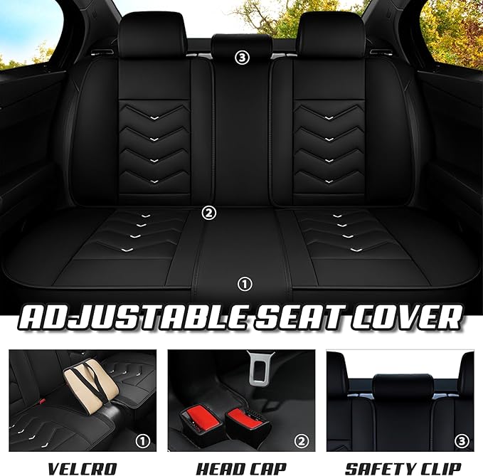 Car Seat Covers for Mitsubishi Outlander 2003-2026, Premium Nappa Leather Car Seat Cover, Stylish Sport Seat Covers， Automobile Seat Cover Sets.(Standard 2 Seats/Black White)