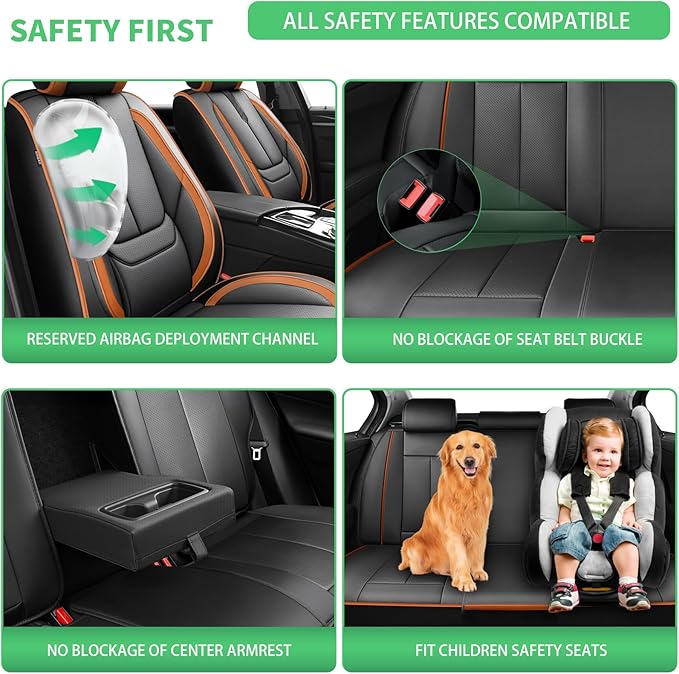 Fit Venue Car Seat Covers for Hyundai Venue 2020-2025 2026-Upgraded Premium Waterproof & Breathable Leather,Airbag Compatible,All-Weather Seat Cushion Protector,2 Front/Black-Brown