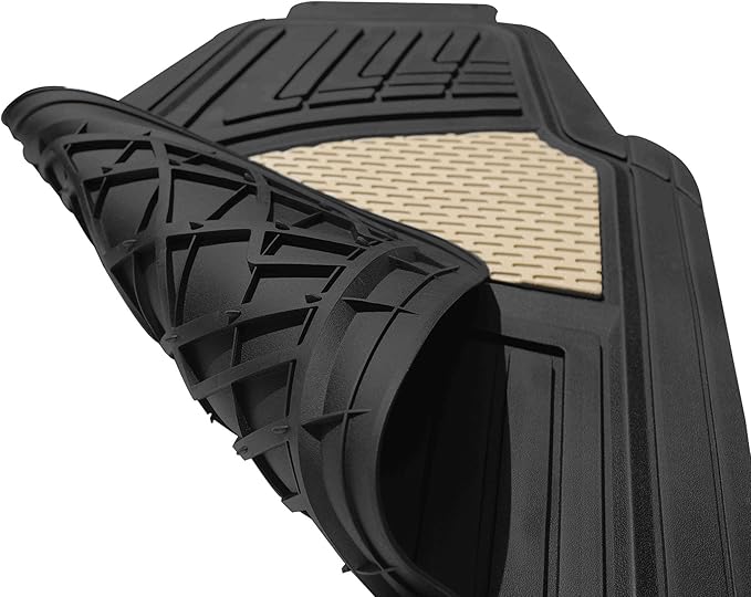 FH Group Automotive Floor Mats Tall Channel Purple Universal Fit Full Set Climaproof™ for Most Sedan, SUV and Trucks, Trimmable Rubber Combo Small Car Seat Cover Design Heavy-Duty Floor Mats for Car