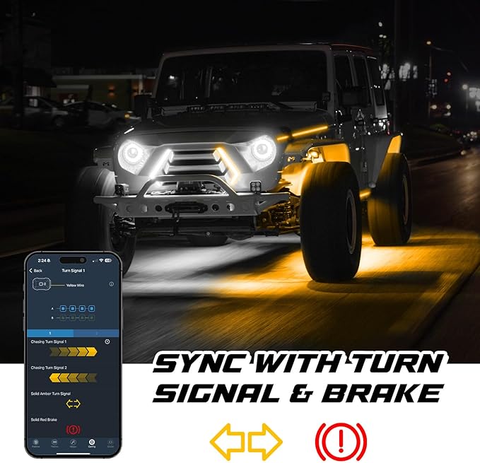 XKmax Atomix Body Panel LED Light Strip for Jeep | RGB Color Chasing & App | XKGLOW (Hood + Running Board Kit)