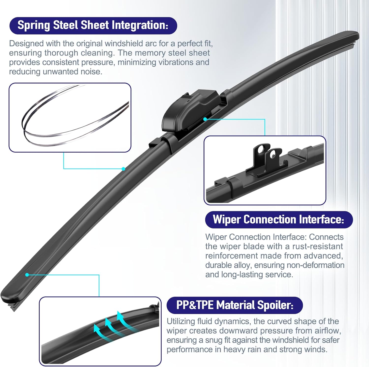 AJK 22 and 19 inch Wiper Blades, Premium All Season 2 Pack Driver Side Passenger Side Front Windshield Wipers Replacement for Chevrolet Colorado 2004 2005 2006 2007 2008 2009 2010 2011 2012