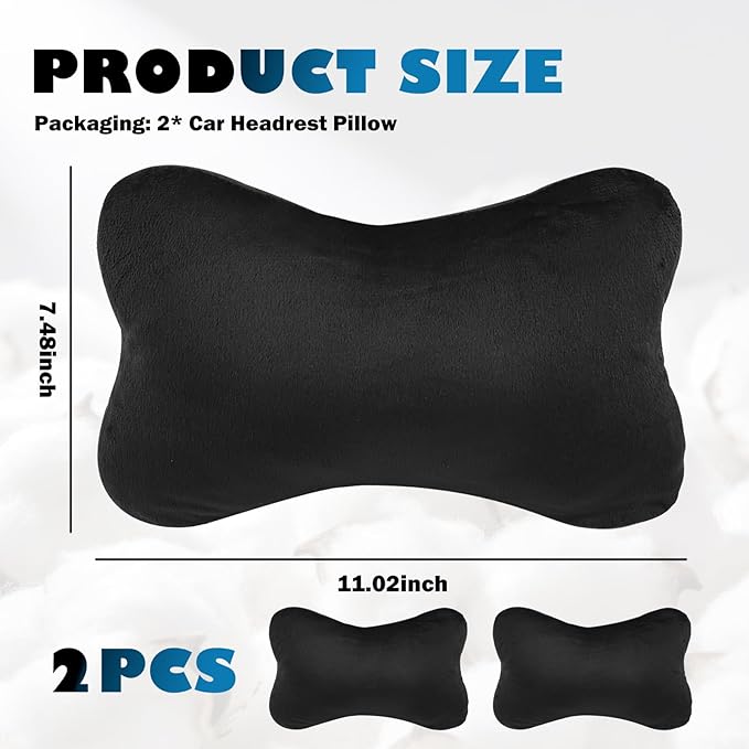 2PCS Car Headrest Pillow Soft & Comfortable,Breathable Car Neck Pillow for Neck Support & Relieve Driving Fatigue,All-Season Necks Pillows for Cars Interior Accessories
