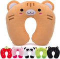 H HOMEWINS Travel Pillow for Kids,Toddler Neck Pillow Cute Animal Neck Head Chin Support Travel Accessories for Airplane, Car, Train,Recline(Cute Tiger)