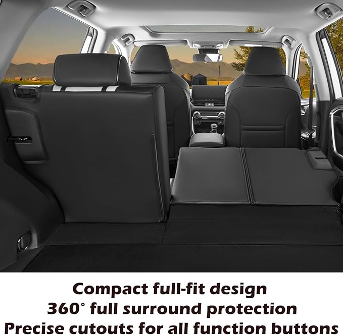 HKZ Fit RAV4 Car Seat Covers Set for 2019 2020 2021 2022 2023 2024 Toyota RAV4 Adventure and TRD-Off Road (Not for Hybrid) - 5 Seats Full Set Leather(Black/Gray)
